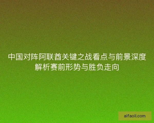 中国对阵阿联酋关键之战看点与前景深度解析赛前形势与胜负走向