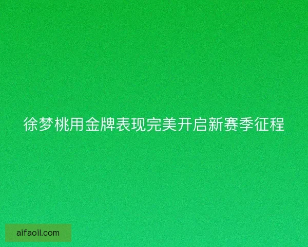 徐梦桃用金牌表现完美开启新赛季征程