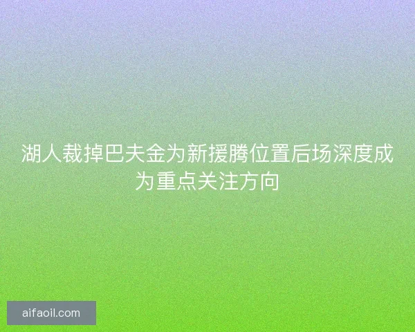 湖人裁掉巴夫金为新援腾位置后场深度成为重点关注方向