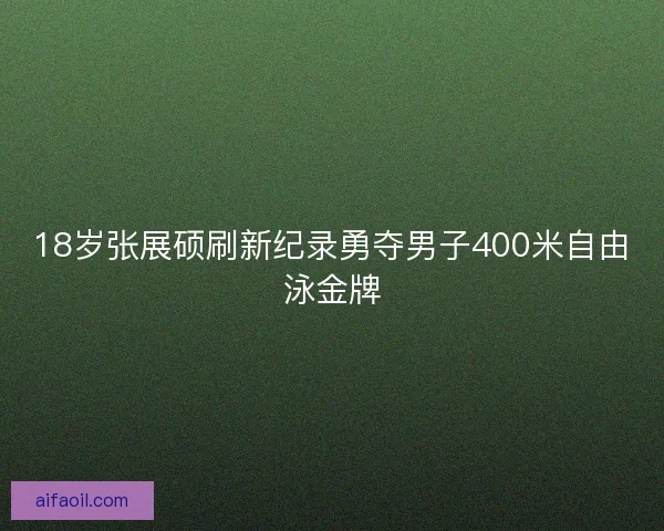 18岁张展硕刷新纪录勇夺男子400米自由泳金牌
