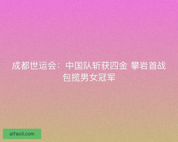 成都世运会：中国队斩获四金 攀岩首战包揽男女冠军