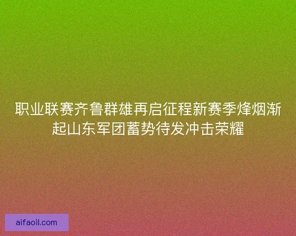 职业联赛齐鲁群雄再启征程新赛季烽烟渐起山东军团蓄势待发冲击荣耀
